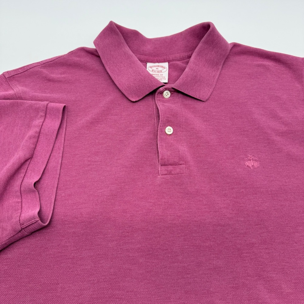 Brooks Brothers Mens XL Performance Polo Shirt Supima Cotton Berry Pink Logo